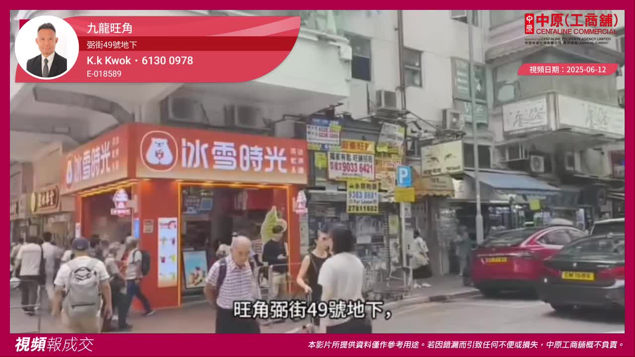 九龍旺角 弼街49號地下｜視頻報成交｜中原工商舖